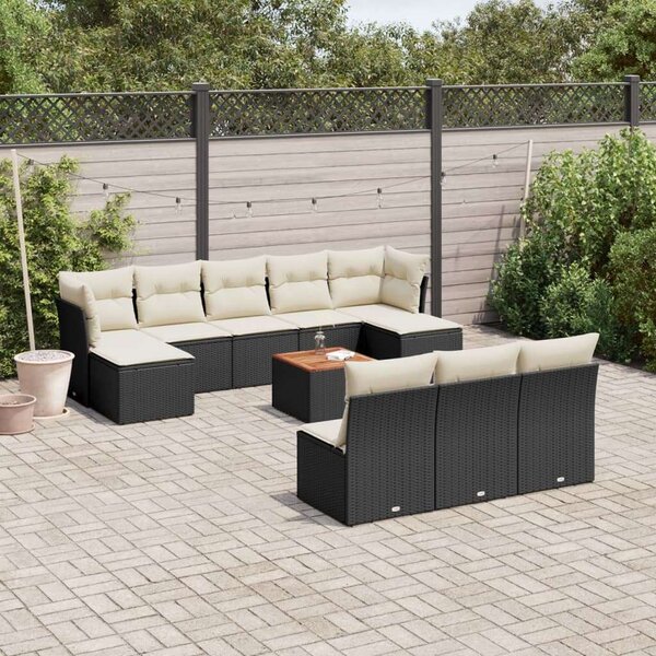 VidaXL Polyrattan Kerti Ülőgarnitúra - 11 részes - Fekete