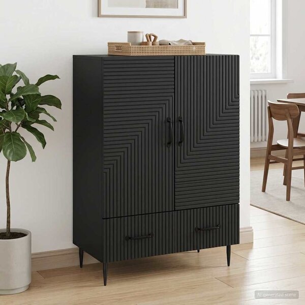 VidaXL Széf fiókkal Fekete 66 x 34,5 x 95 cm Szerelt Fa