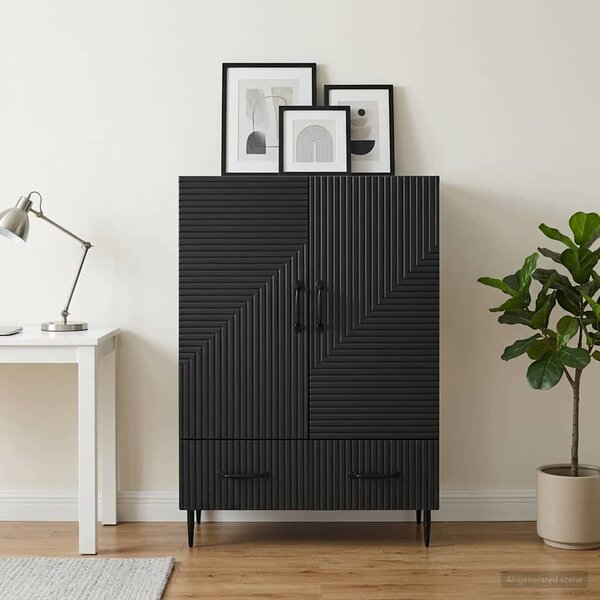 VidaXL Széf fiókkal Fekete 66 x 34,5 x 95 cm Szerelt Fa