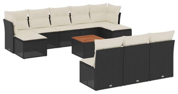 VidaXL Polyrattan Kerti Ülőgarnitúra - 11 részes - Fekete