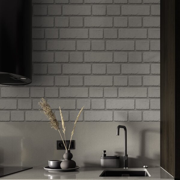 Tapéta Világosszürke tégla textúra, lágy élekkel, Tapétá loft stílusban, a00878 : Uwalls.hu