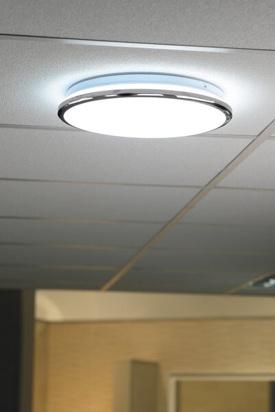 Sapho Sapho, EZÜST LED mennyezeti lámpa 28x28cm, 10W, 230V, 3000K/4000K/6500K, IP44, króm, AU478