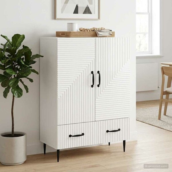 VidaXL Széf fiókkal Magasfényű Fehér 66 x 34,5 x 95 cm Szerelt Fa