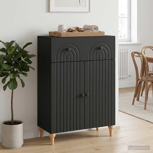 VidaXL Széf Fekete 66 x 34,5 x 90 cm Szerelt Fa