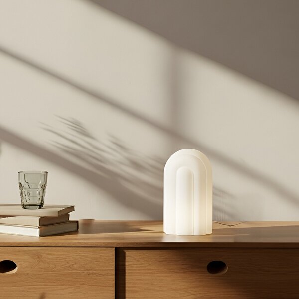 Asztali lámpa Lucande, Lunja, dimmable, Fehér, Nappali, Üveg, Modern