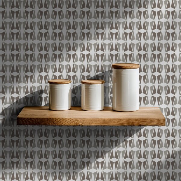 Tapéta Taupe és fehér gyémánt mintázat, mid-century stílus, Absztrakt tapétá, a00905 : Uwalls.hu