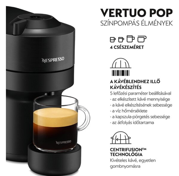 DeLonghi ENV90.B Vertuo Pop Nespresso kapszulás kávéfőző, borsfekete