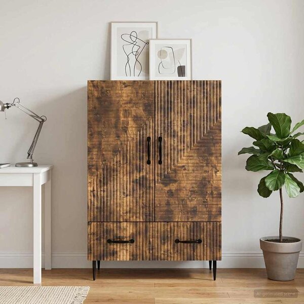 VidaXL Széf fiókkal Füstös Tölgy 66 x 34,5 x 95 cm Szerelt Fa