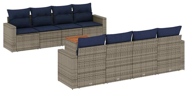 VidaXL 9 részes szürke polyrattan kerti ülőgarnitúra párnával