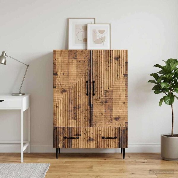 VidaXL Széf fiókkal Antik Fa 66 x 34,5 x 95 cm Szerelt Fa