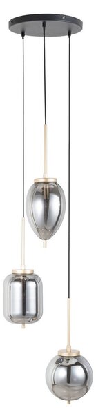 Függőlámpa Lucande, Elani, dimmable, Fekete, Nappali, Üveg, Modern