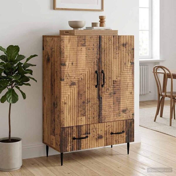 VidaXL Széf fiókkal Antik Fa 66 x 34,5 x 95 cm Szerelt Fa