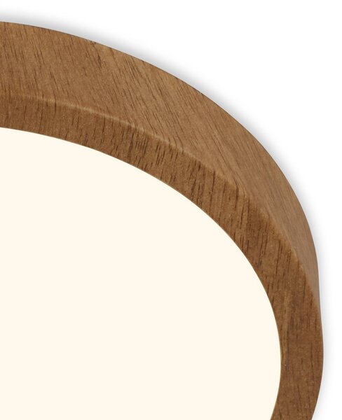 Briloner LED mennyezeti lámpa Runa Wood wood look 3,000 K Ø28cm, Sötét fa, Nappali / Étkező, fém