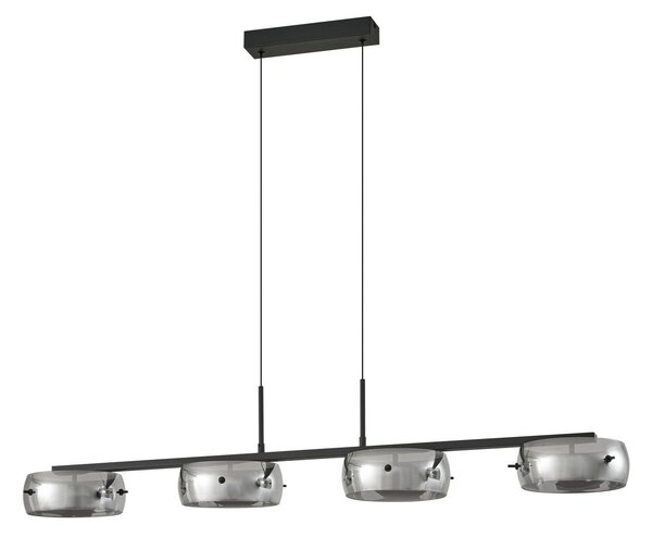 Függőlámpa Lucande, Martis, dimmable, Fekete, Étkező, Üveg, Modern