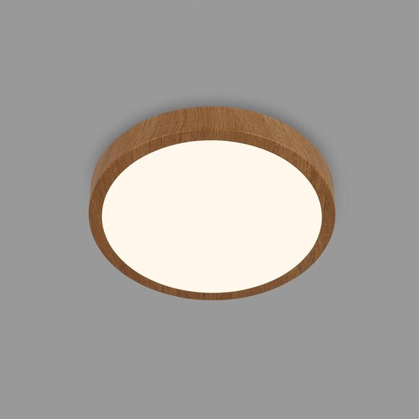 Briloner LED mennyezeti lámpa Runa Wood wood look 3,000 K Ø28cm, Sötét fa, Nappali / Étkező, fém