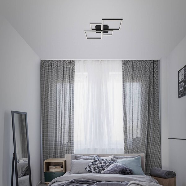 Briloner Frame LED mennyezeti lámpa, fok.dimm, 4izzós fek, dimmelhető, Fekete, Nappali / Étkező, fém, Modern