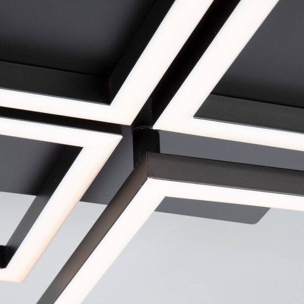 Briloner Frame LED mennyezeti lámpa, fok.dimm, 4izzós fek, dimmelhető, Fekete, Nappali / Étkező, fém, Modern