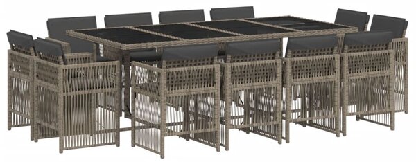 VidaXL 13 részes szürke polyrattan kerti ülőgarnitúra párnákkal