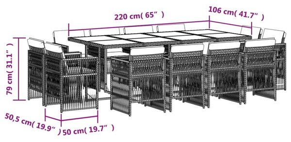 VidaXL 13 részes szürke polyrattan kerti ülőgarnitúra párnákkal