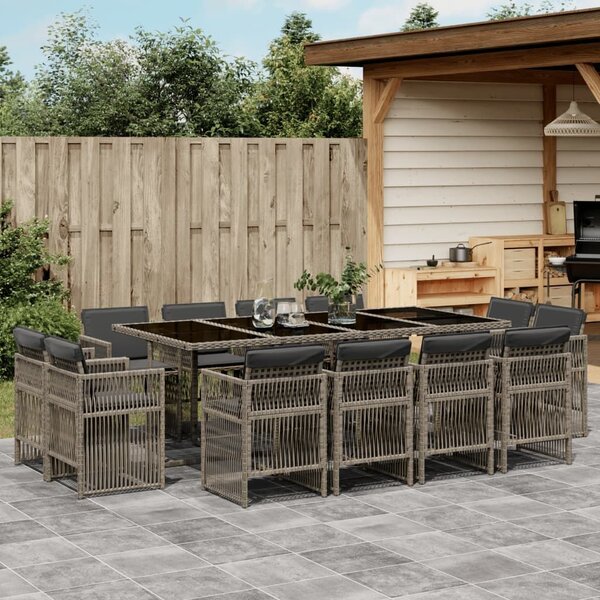 VidaXL 13 részes szürke polyrattan kerti ülőgarnitúra párnákkal