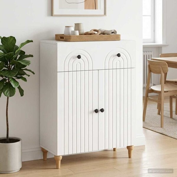 VidaXL Széf Magasfényű Fehér 66 x 34,5 x 90 cm Szerelt Fa