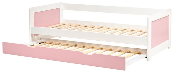 Kihúzható heverő Fenyő GRAVELINES 90 x 200 cm Rózsaszín