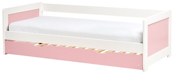 Kihúzható heverő Fenyő GRAVELINES 90 x 200 cm Rózsaszín