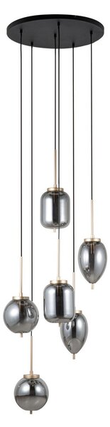 Függőlámpa Lucande, Elani, dimmable, Fekete, Nappali, Üveg, Modern