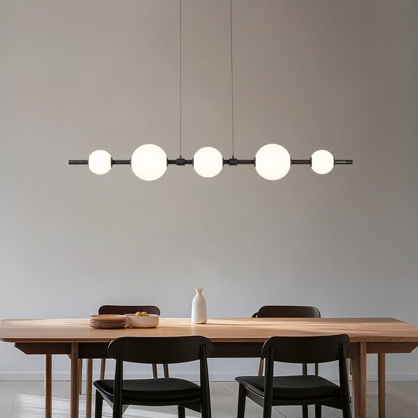 Függőlámpa Lucande, Tanira, dimmable, Fekete, Nappali, Fém, Modern