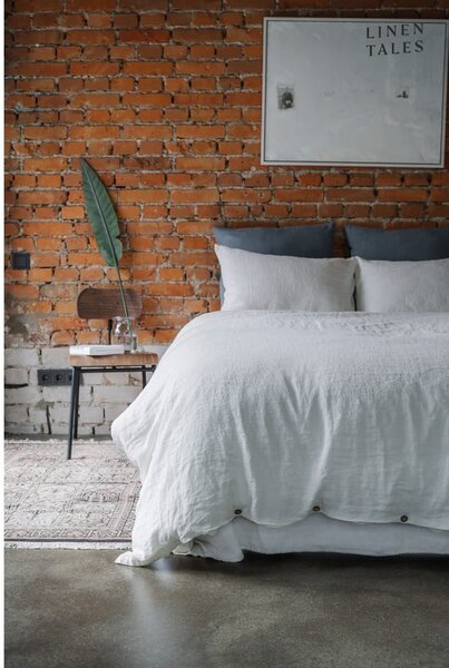 Fehér len lepedő 230x270 cm White – Linen Tales