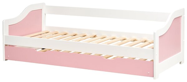 Kihúzható heverő Fenyő LUNERAY 90 x 200 cm Rózsaszín
