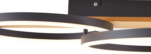 Design mennyezeti lámpa fekete kerek LED-del, 3 lépésben dimmelhető - Nimue