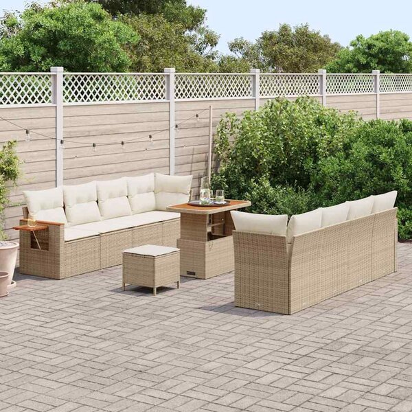 VidaXL Kerti Kanapé Szett párnával 12 pcs Beige és krém polirattan