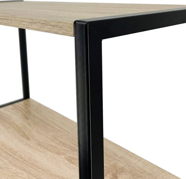 AKORD LOFT Ipari Stílusú Regál 50 cm Fém Váz Laminált Polcok Fekete/Sonoma Tölgy 6 Polcos