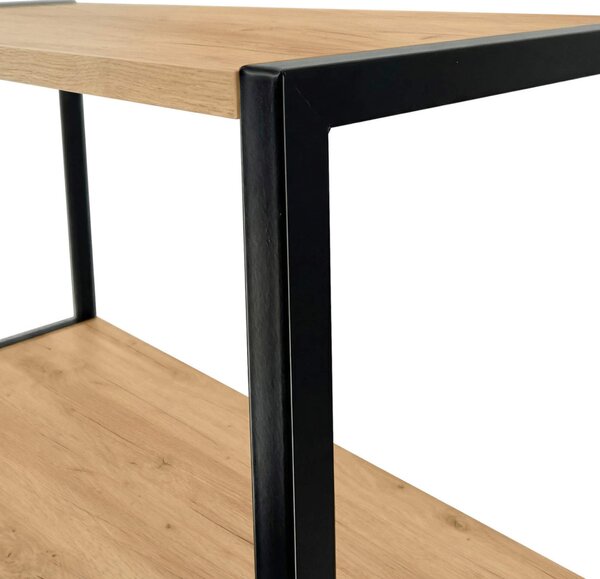 AKORD LOFT ipari stílusú polcos állvány 60 cm 6 polcos fém fekete dió craft