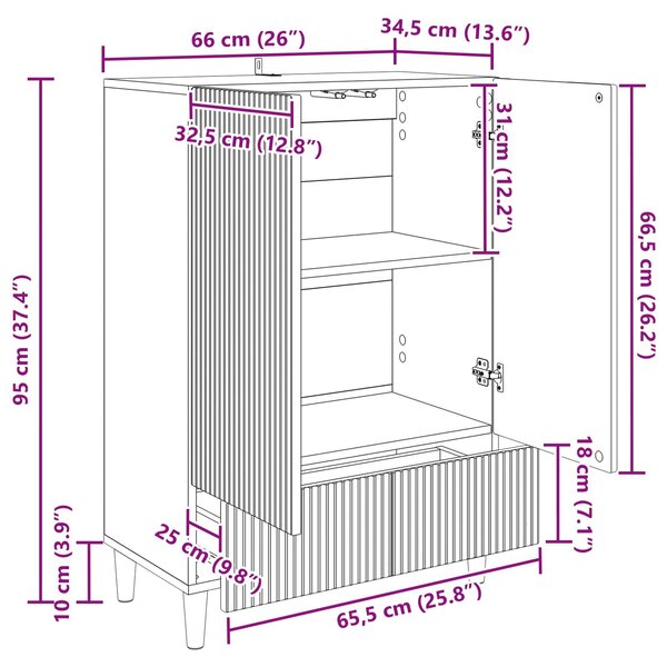 VidaXL Széf fiókkal Magasfényű Fehér 66 x 34,5 x 95 cm Szerelt Fa