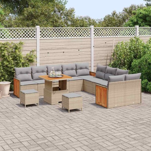 VidaXL Kerti Kanapé Szett 17 pcs Beige és Világosszürke polirattan