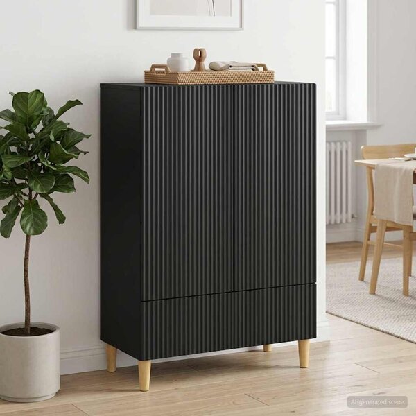 VidaXL Széf fiókkal Fekete 66 x 34,5 x 95 cm Szerelt Fa