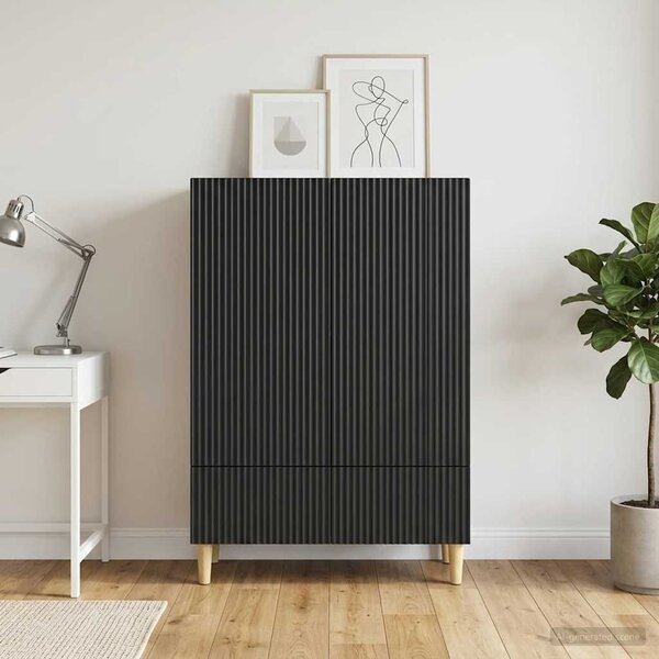 VidaXL Széf fiókkal Fekete 66 x 34,5 x 95 cm Szerelt Fa