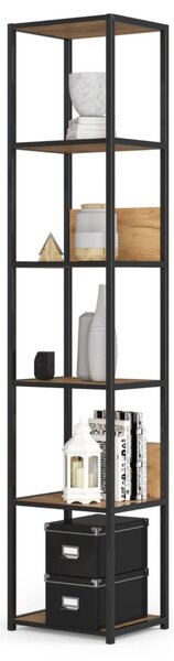 AKORD LOFT Industriális Regál 40 cm Fekete/Craft Tölgy 6 Polcos