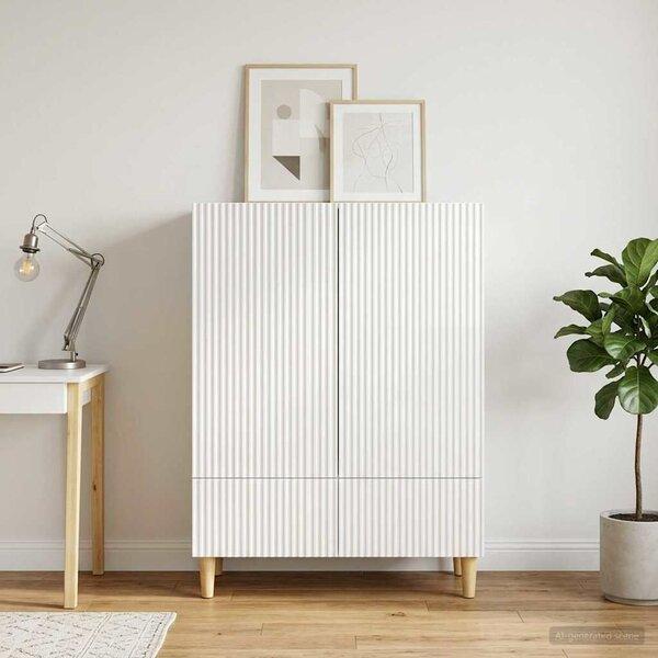 VidaXL Széf fiókkal Magasfényű Fehér 66 x 34,5 x 95 cm Szerelt Fa