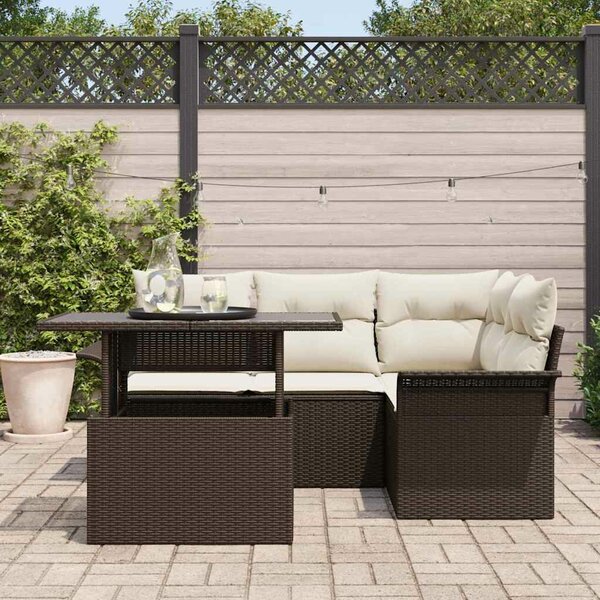 VidaXL Kerti Kanapé Szett párnával 5 pcs Barna Poli rattan
