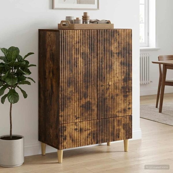 VidaXL Széf fiókkal Füstös Tölgy 66 x 34,5 x 95 cm Szerelt Fa