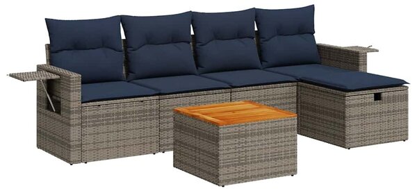 VidaXL 6 részes szürke polyrattan kerti ülőgarnitúra párnákkal