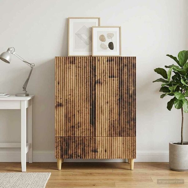 VidaXL Széf fiókkal Antik Fa 66 x 34,5 x 95 cm Szerelt Fa