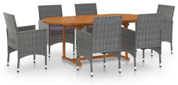 VidaXL Kertbútor Szett - 7 Részes - Akácfa Asztal és Polyrattan Székek