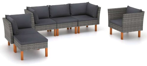 VidaXL Polyrattan Kerti Ülőgarnitúra - 6 részes - Szürke
