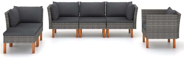 VidaXL Polyrattan Kerti Ülőgarnitúra - 6 részes - Szürke