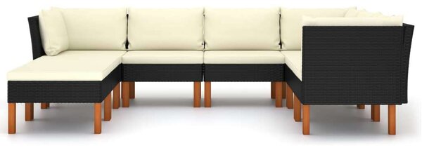 VidaXL Polyrattan Kerti Ülőgarnitúra - 8 részes - Fekete