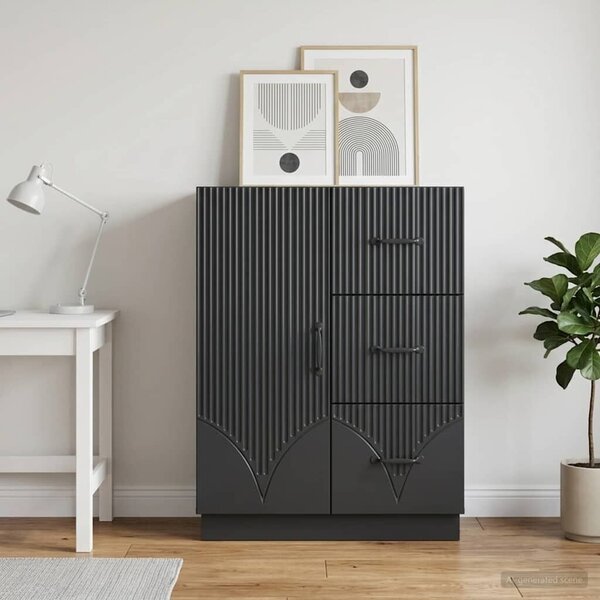 VidaXL Széf fiókkal Fekete 66 x 34,5 x 87 cm Szerelt Fa